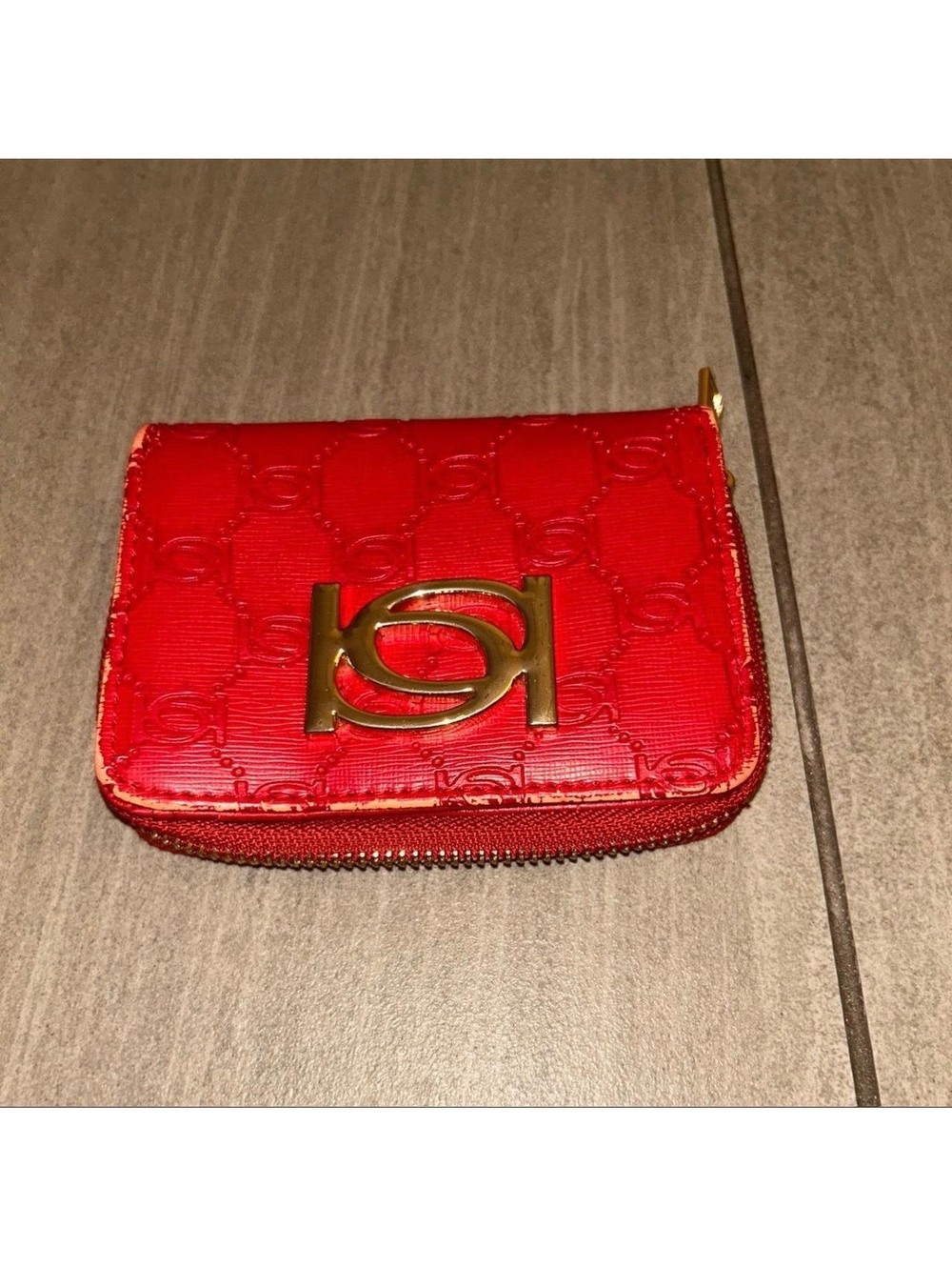 BEBE Red Leather Women’s Wallet with Gold Logo